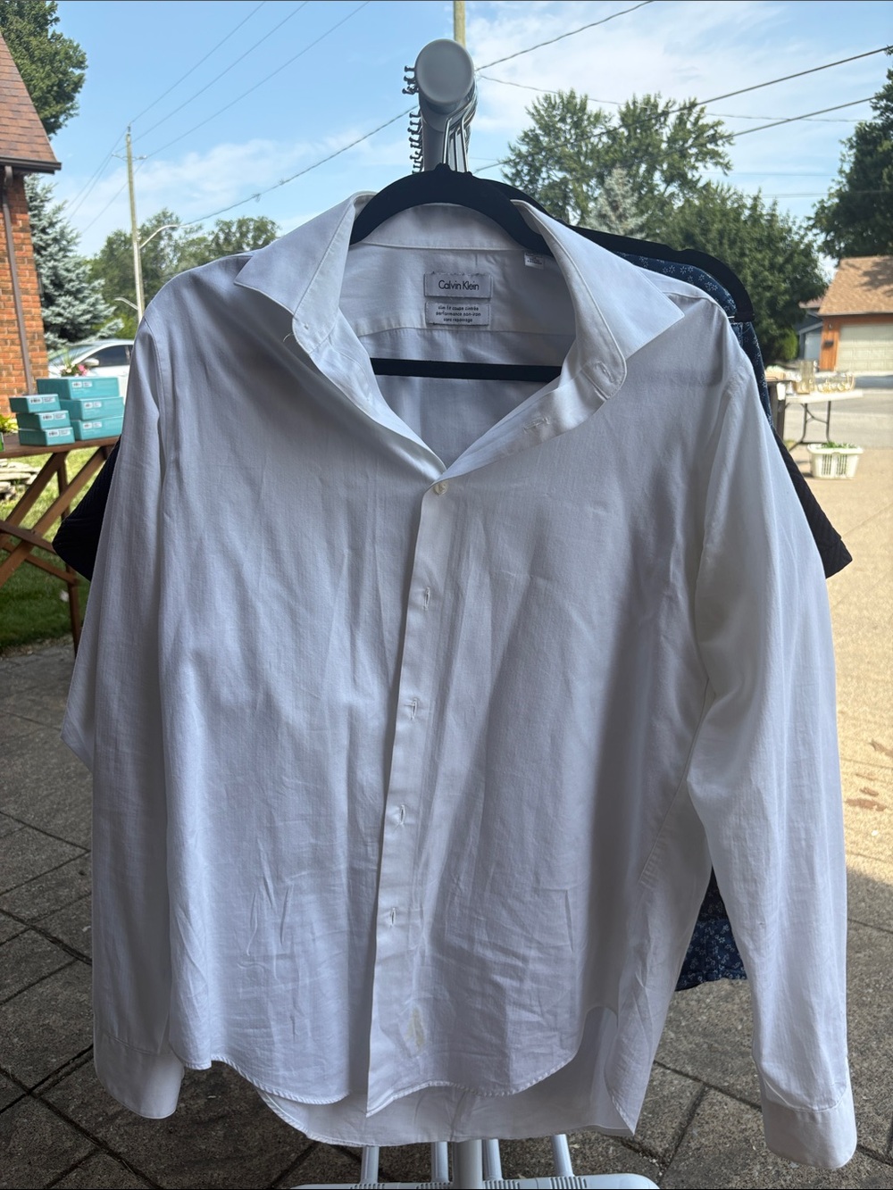 Calvin Klein Men’s White Long-Sleeve Button-Down Shirt